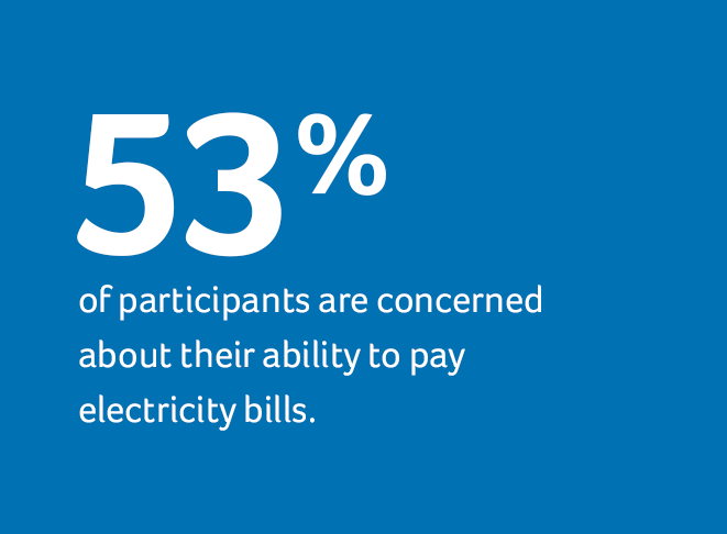 Key Insight: 2023 - 53% of participants are concerned about their ability to pay electricity bills